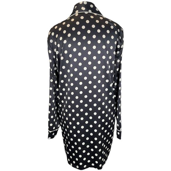 Something Navy Navy Blue & White Polka Dot Satin Pajama Robe – Size Small - Picture 2 of 10
